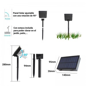 Grinalda solar LED exterior 8m com 10 lâmpadas integradas