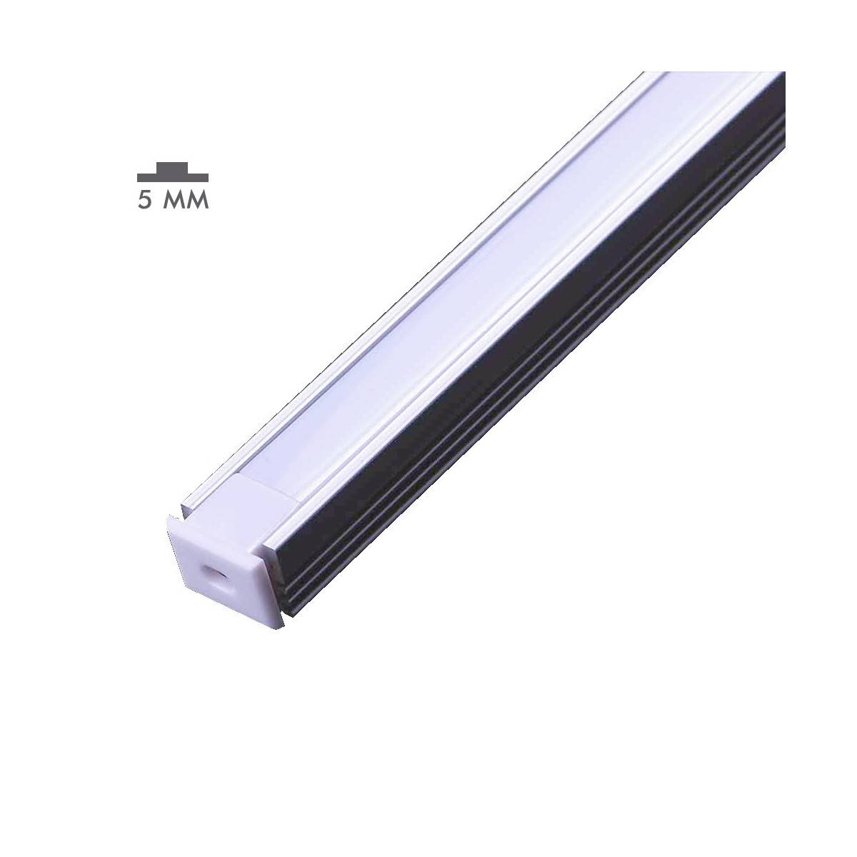 Perfil de alumínio 8X12mm de superfície para fita LED de 5mm (2m)