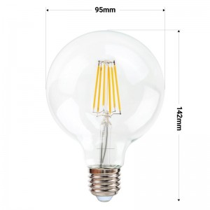 medidas das Lâmpadas LED filamento G95