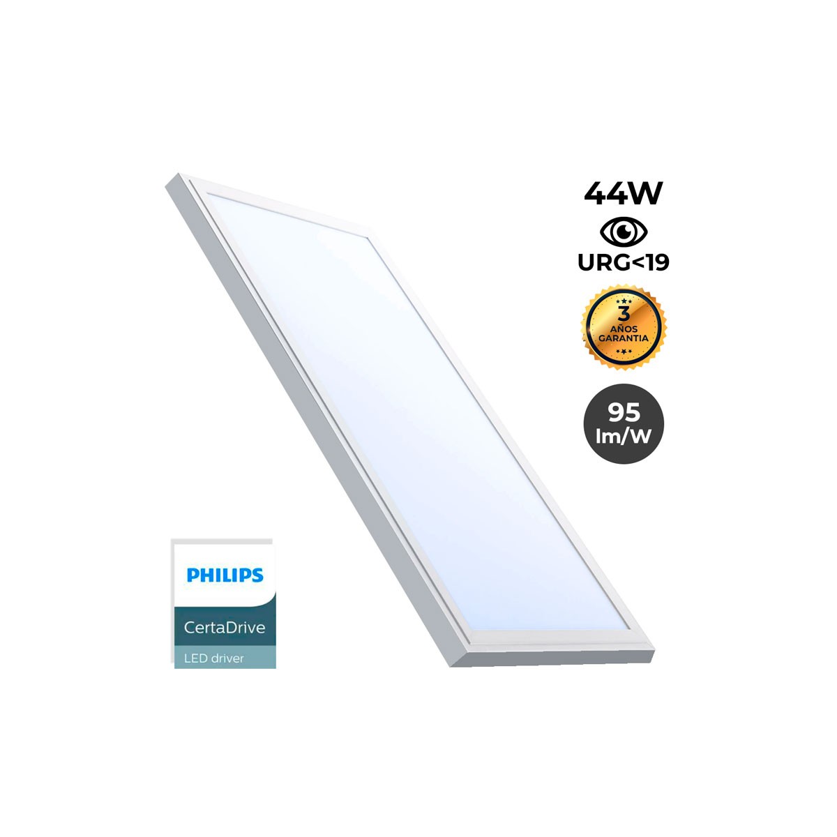 Painel LED slim de superfície 120X30 cm - Driver Philips - 44W - UGR19 - Com KIT de montagem