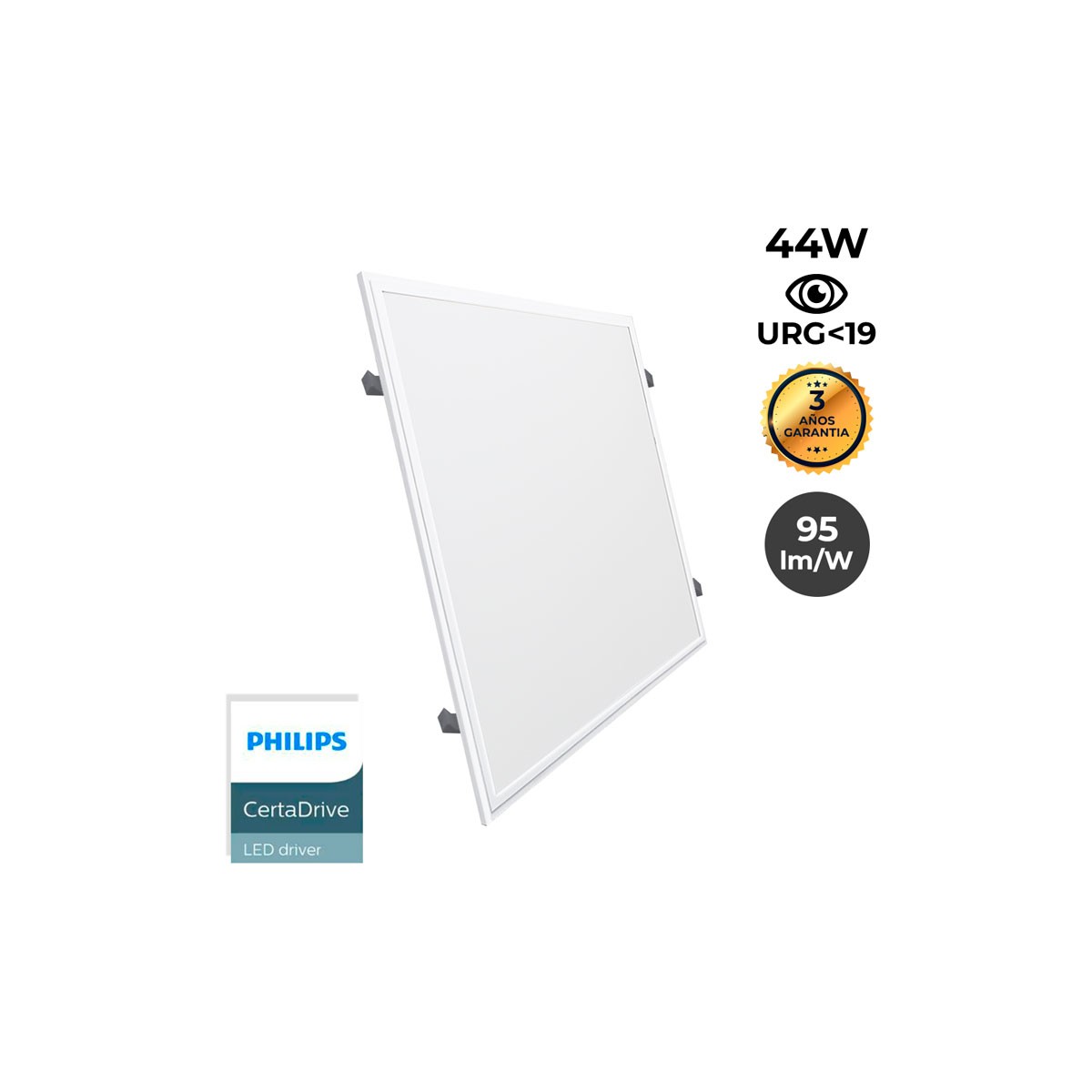 Painel LED KIT 60X60cm de 44W UGR19 com Driver Philips para encastrar