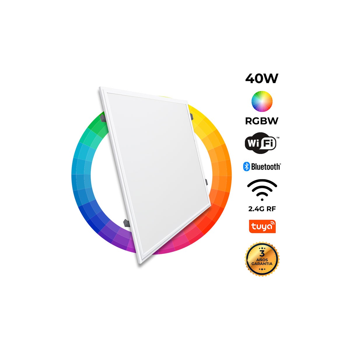 Painel LED de embutir 60x60cm 40W WIFI Smart RGBW  com KIT de montagem