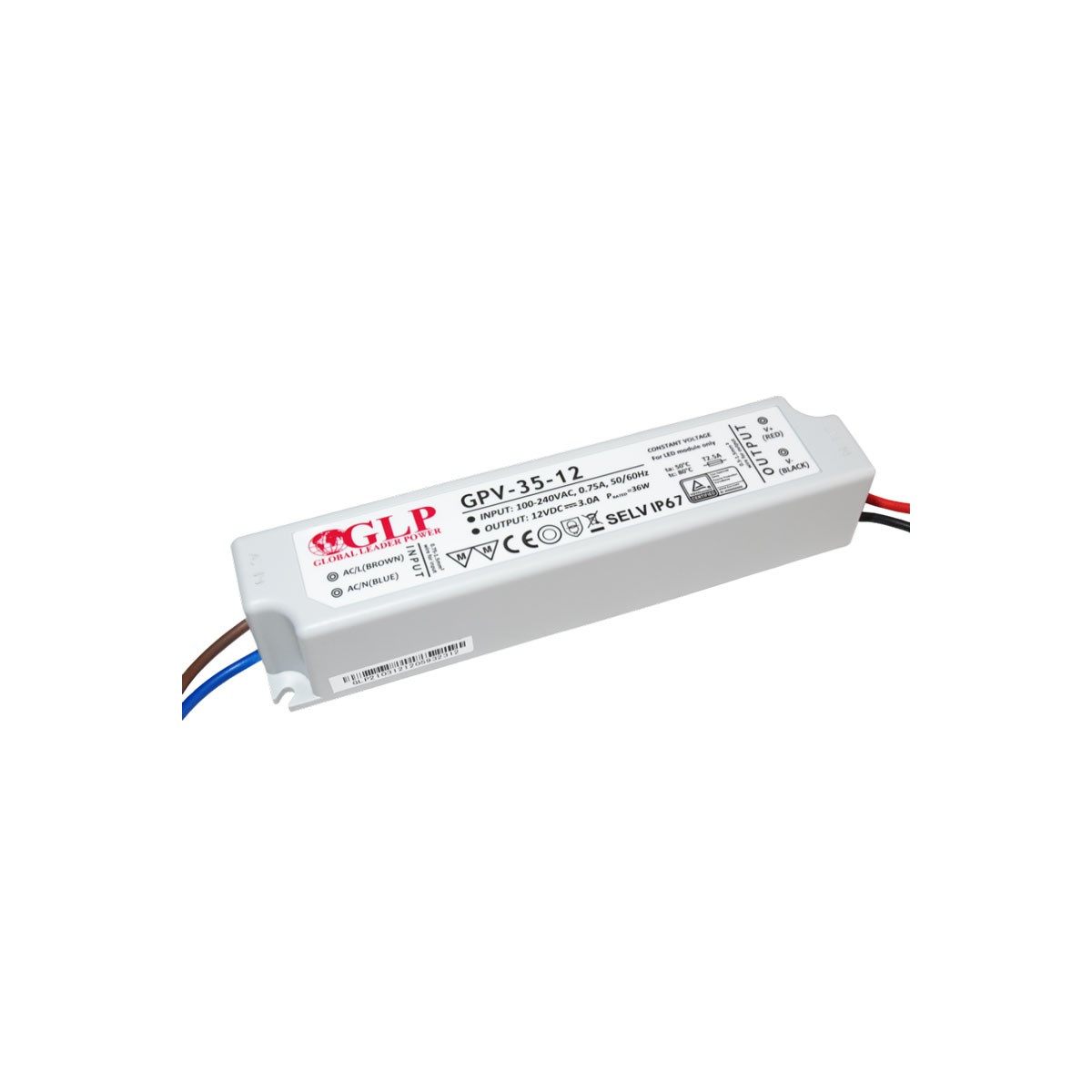 Fonte de alimentação estanque 12V DC - 35W - IP67- GLP