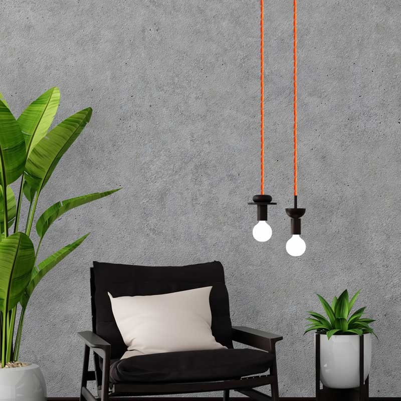 Cabo eléctrico laranja revestido em tecido Cabo eléctrico laranja revestido em tecido