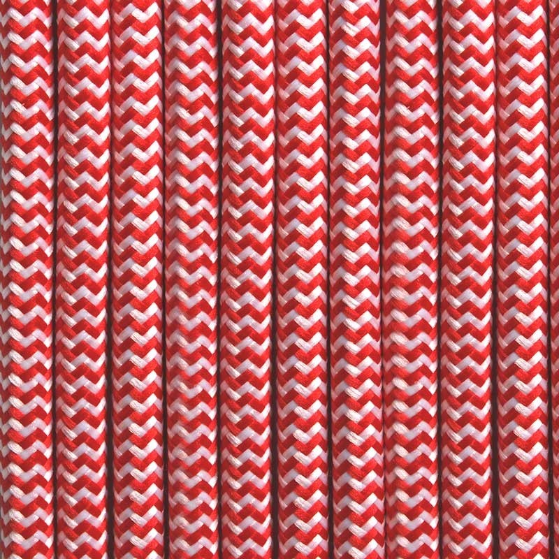 Cabo Eléctrico branco e preto ZigZag em tecido Cabo Eléctrico branco e preto ZigZag em tecido