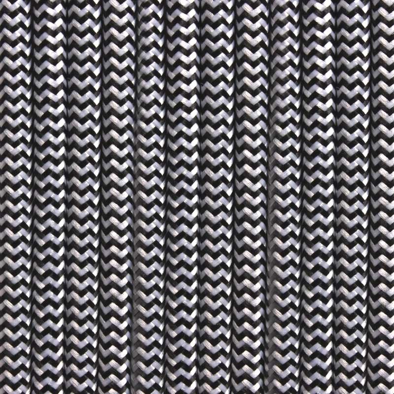 Cabo eléctrico branco e preto em forma de ZIGZAG Cabo eléctrico branco e preto em forma de ZIGZAG