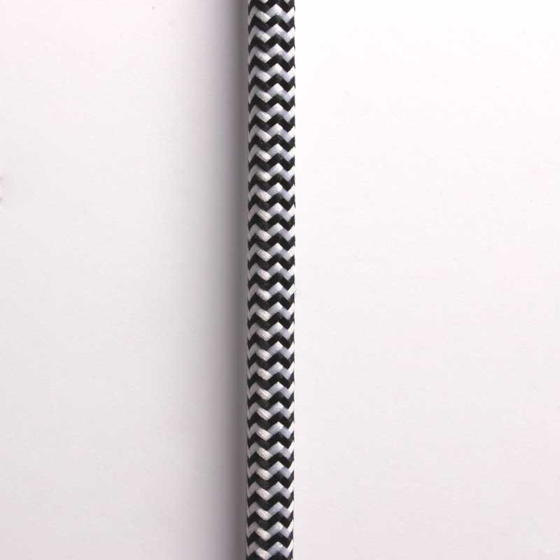 Cabo eléctrico branco e preto em forma de ZIGZAG Cabo eléctrico branco e preto em forma de ZIGZAG