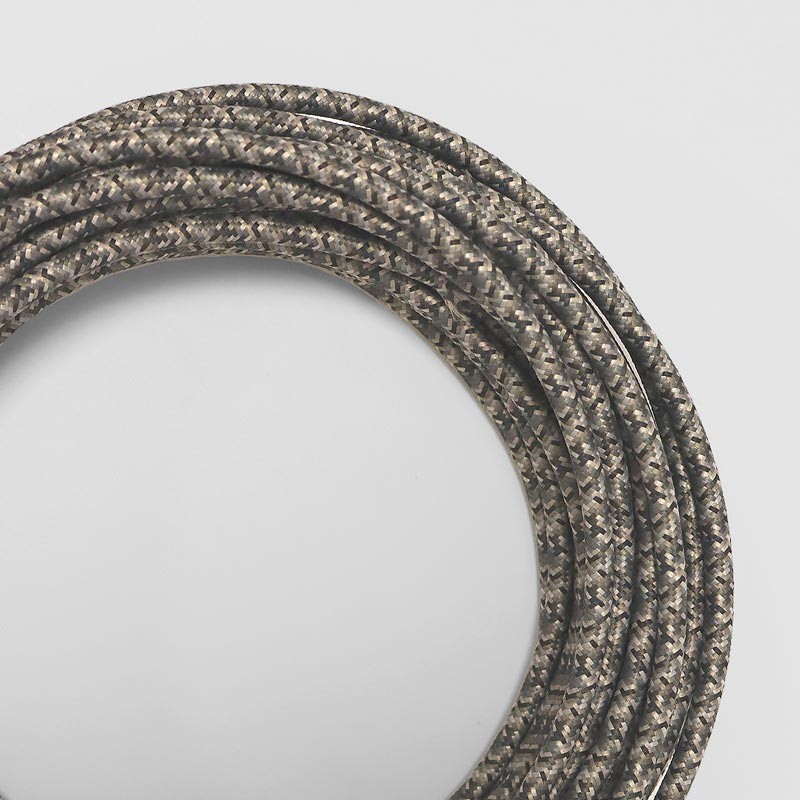 Cabo eléctrico redondo de cor Onyx Tweed (preto, branco, cinzento e castanho) Cabo eléctrico redondo de cor Onyx Tweed (preto, branco, cinzento e castanho)