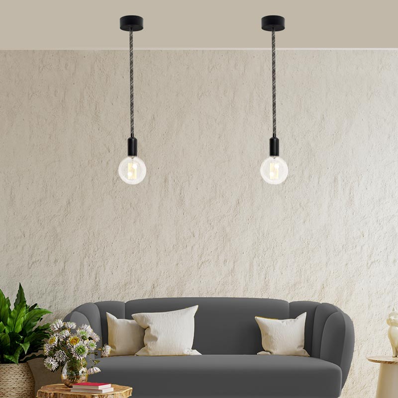 Cabo eléctrico redondo de cor Onyx Tweed (preto, branco, cinzento e castanho) Cabo eléctrico redondo de cor Onyx Tweed (preto, branco, cinzento e castanho)