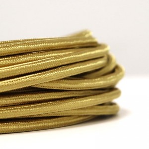 Cabo eléctrico redondo em tecido de cor dourada