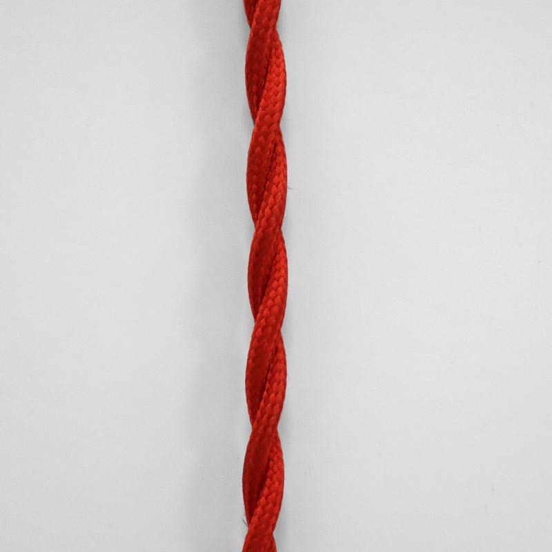 Cabo eléctrico trançado em tecido de cor vermelho Cabo eléctrico trançado em tecido de cor vermelho