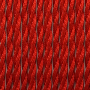 Cabo eléctrico trançado em tecido de cor vermelho