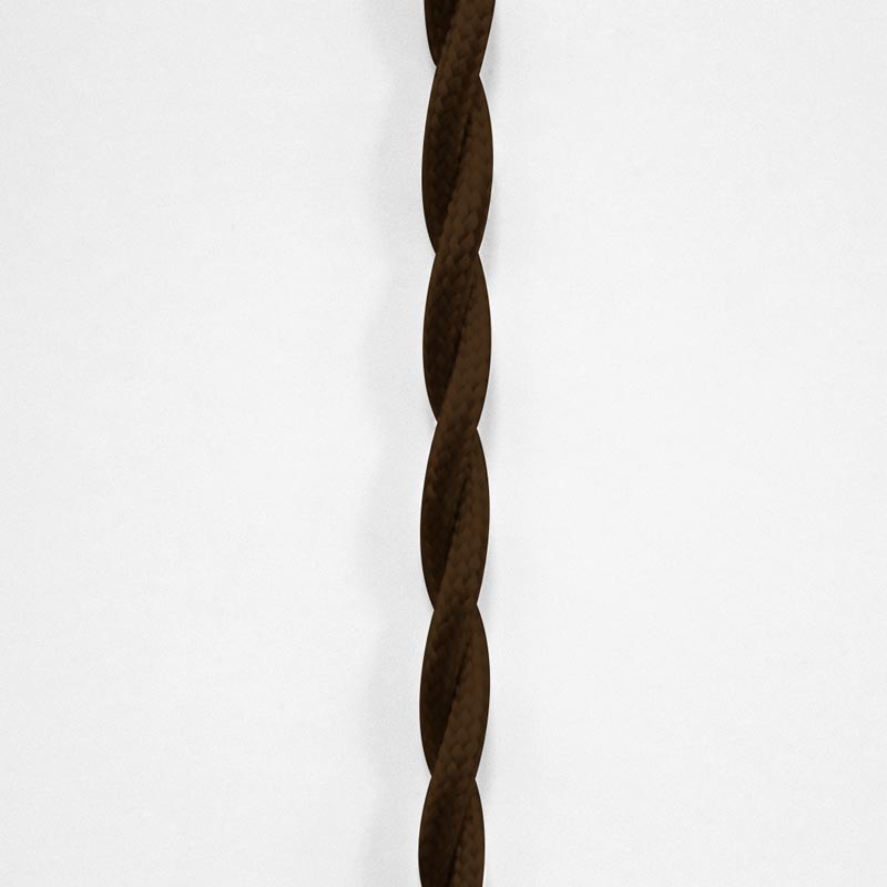 Cabo eléctrico trançado revestido em tecido de cor castanho