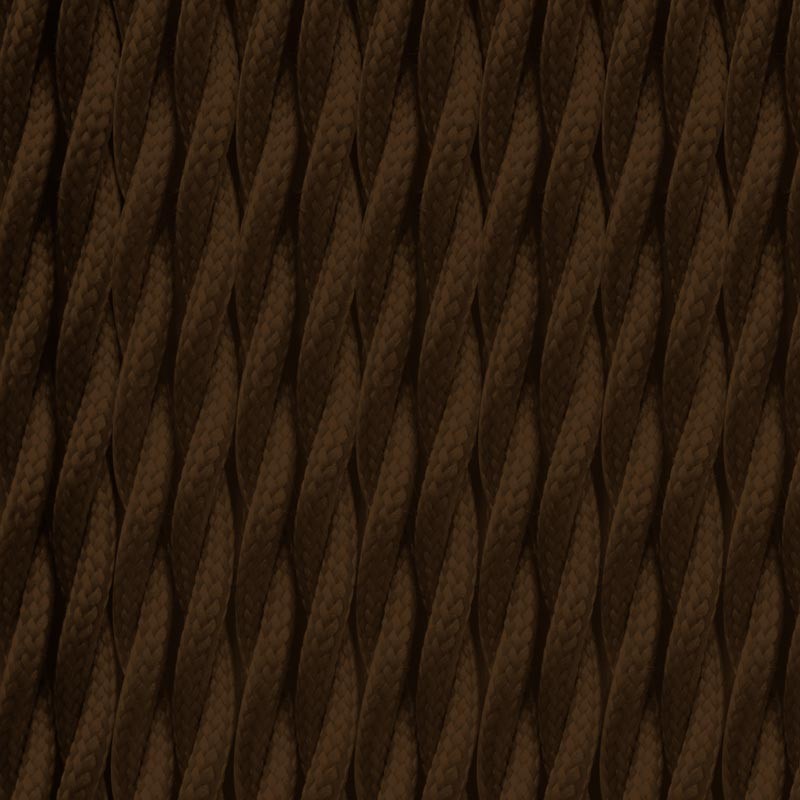 Cabo eléctrico trançado revestido em tecido de cor castanho