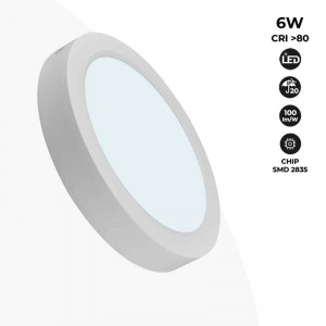 Plafón LED superfície DOB 6W com Alta Eficiência