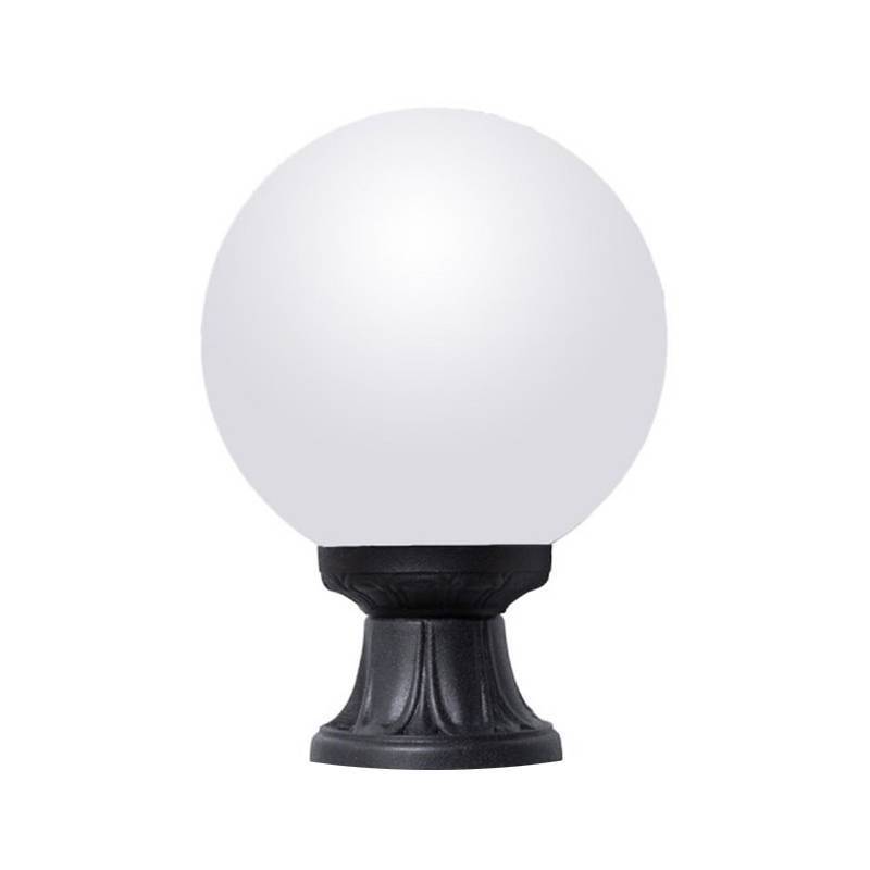 CANDEEIRO DE PÉ GLOBO DE VIDRO OPALINO FUMAGALLI MIKROLOTG250 PRETO COM CASQUILHO E27