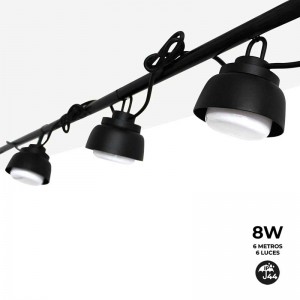 Grinalda LED exterior com 6 lâmpadas de 8W - 6 metros IP44