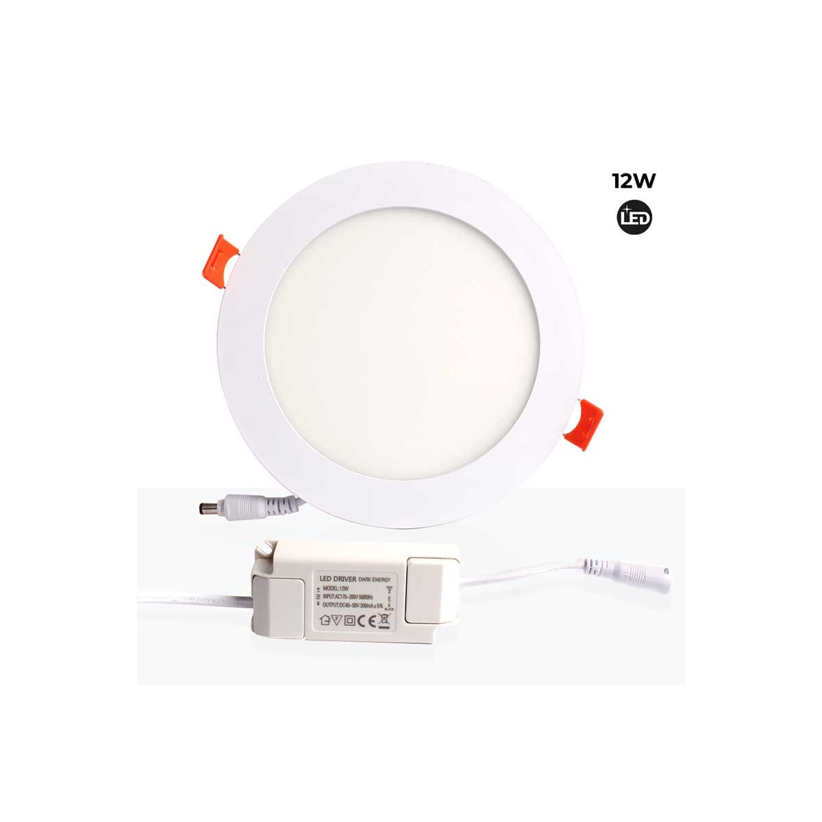 Placa downlight LED encastrável circular 12W