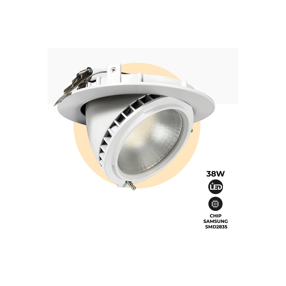 Luminária embutida circular LED c inclinada 38W 3640lm 60º corte Ø170mm