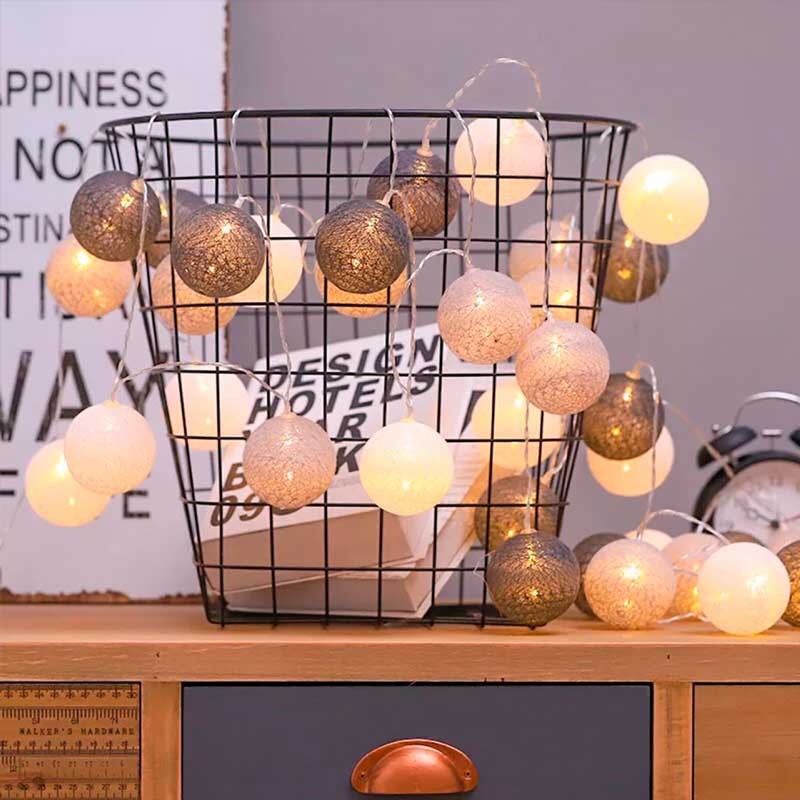 Lãs de algodão LED grinalda 20 bolas com USB 3m-IP44-4cm Lãs de algodão LED grinalda 20 bolas com USB 3m-IP44-4cm