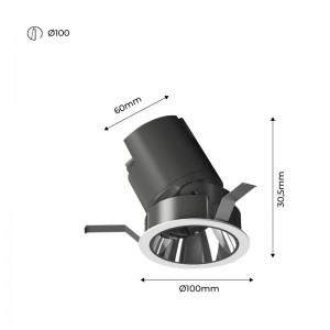 Downlight LED de encastrar Baixo UGR ajustável 20W COB IP54