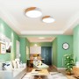Candeeiro de teto LED CCT circular de madeira 35W para decoração de interiores