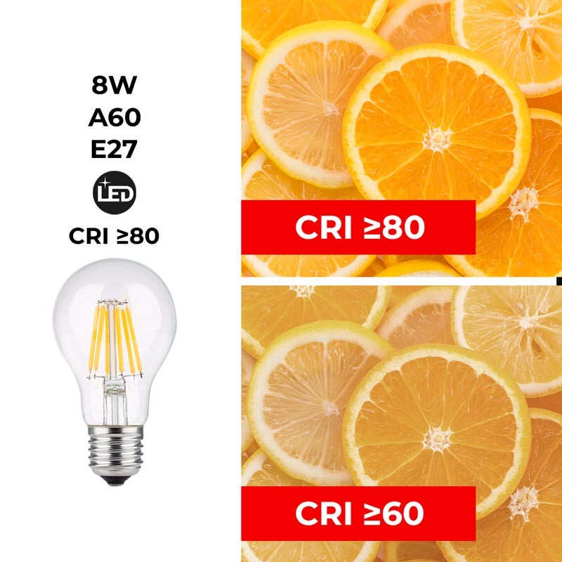 CRI - Lâmpada de incandescência LED A60 E27 8W transparente CRI - Lâmpada de incandescência LED A60 E27 8W transparente