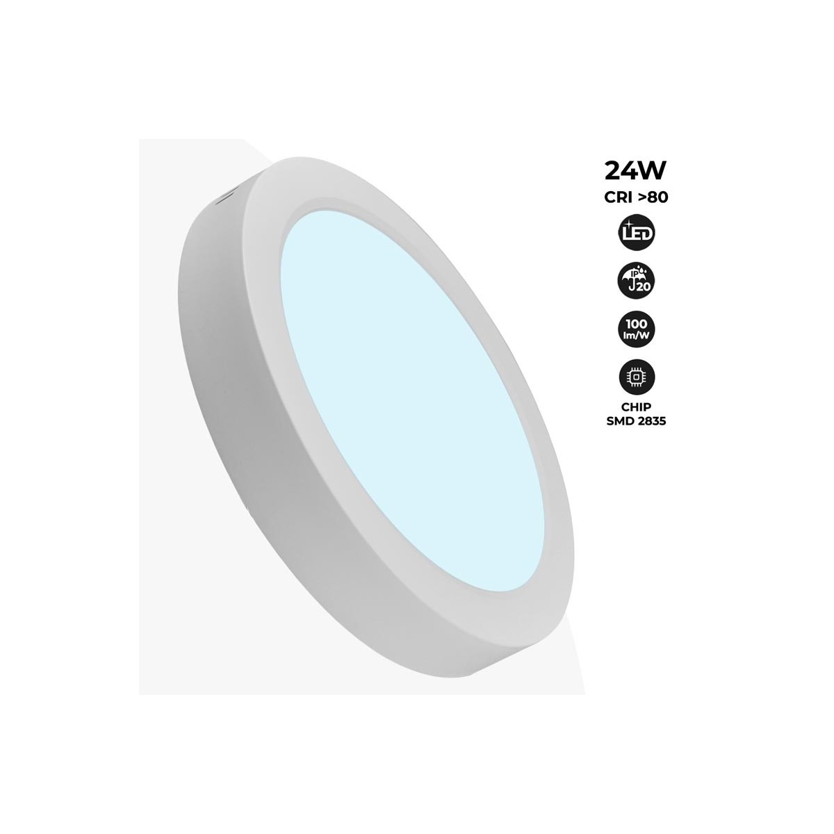 Candeeiro de teto LED de superfície circular 24W