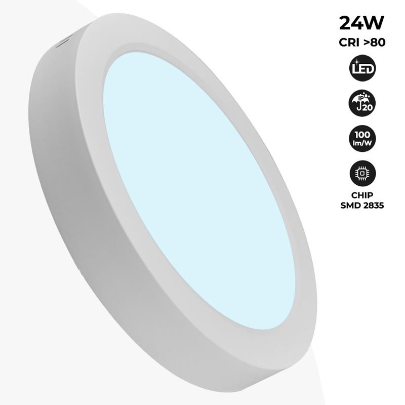 Candeeiro de teto LED de superfície circular 24W