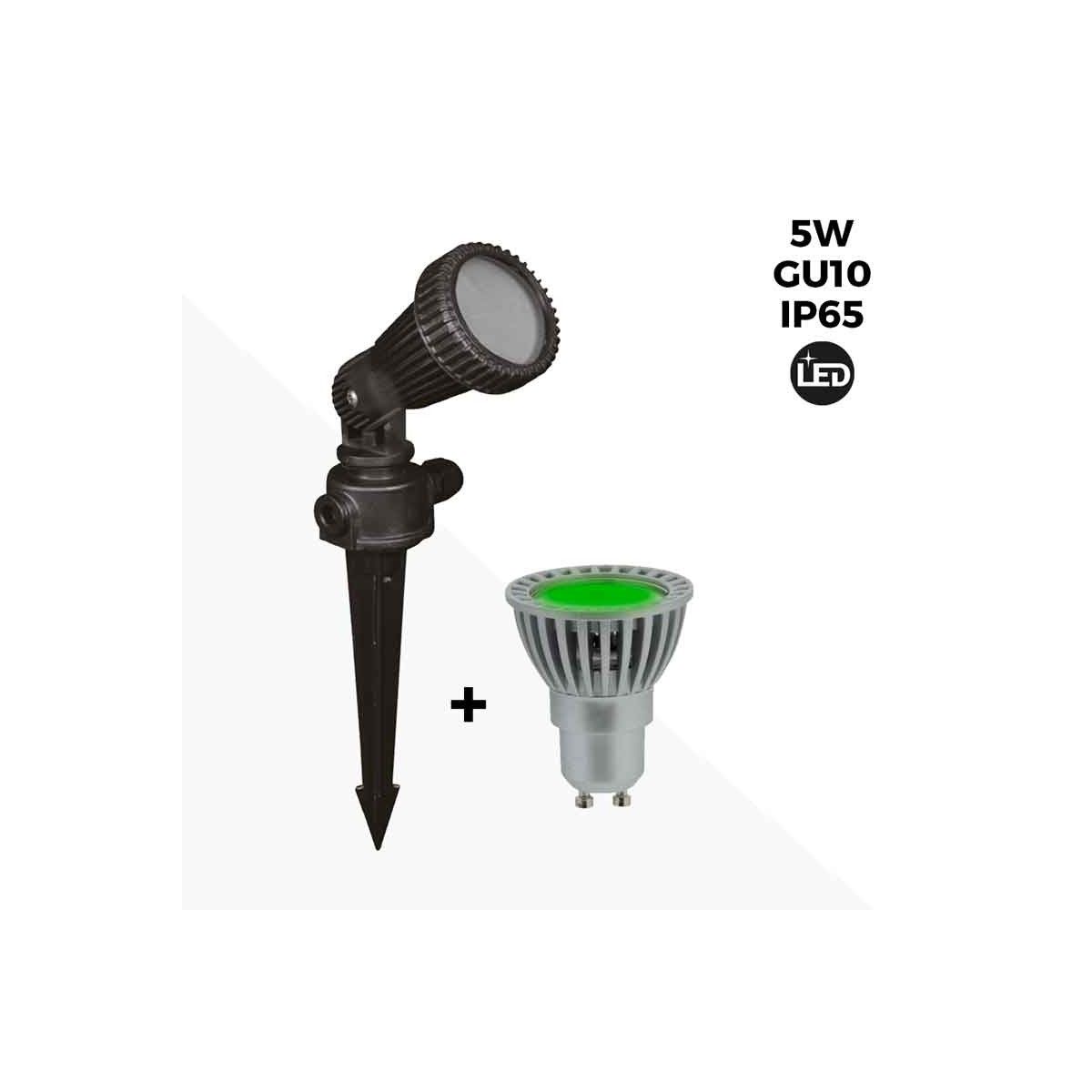 Estaca de Jardim KIT + Lâmpada GU10 LED 5W em verde