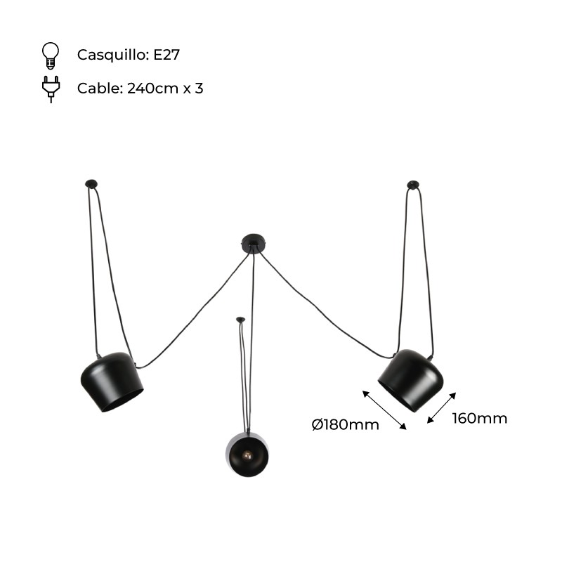 Candeeiro suspenso preto moderno e nórdico "BLUS" design E27