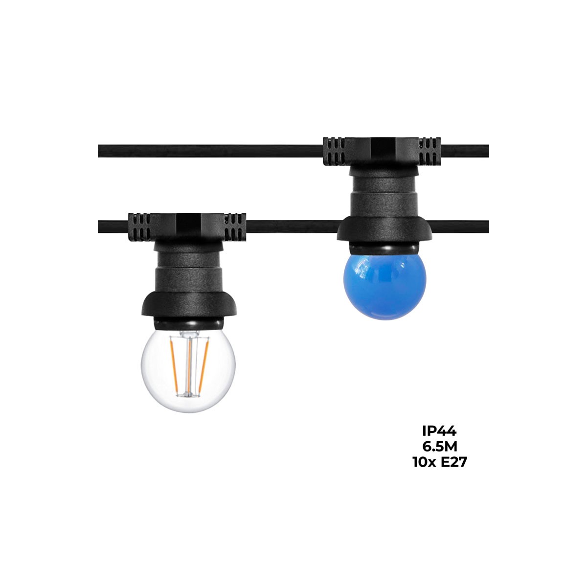 Grinalda para lâmpadas Exterior para conexão em série IP44 6,5m c/10 casquilhos E27