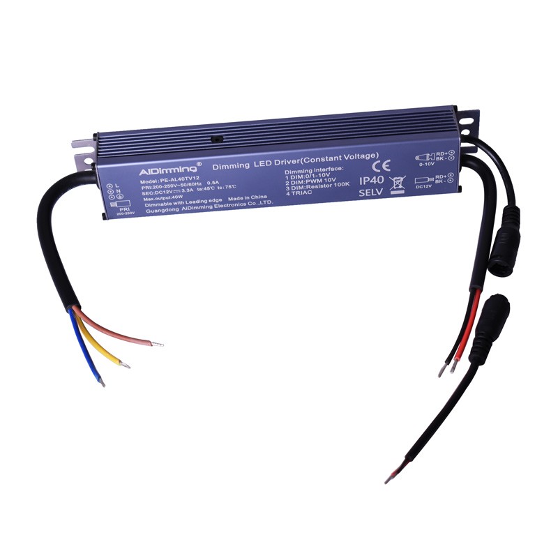 Fonte de alimentação regulável TRIAC DC 12V 3.3A 40W IP40