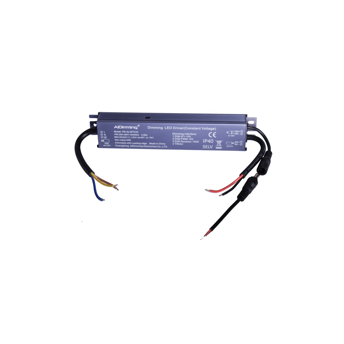 Fonte de alimentação regulável TRIAC DC 24V 42W 1.67A IP40