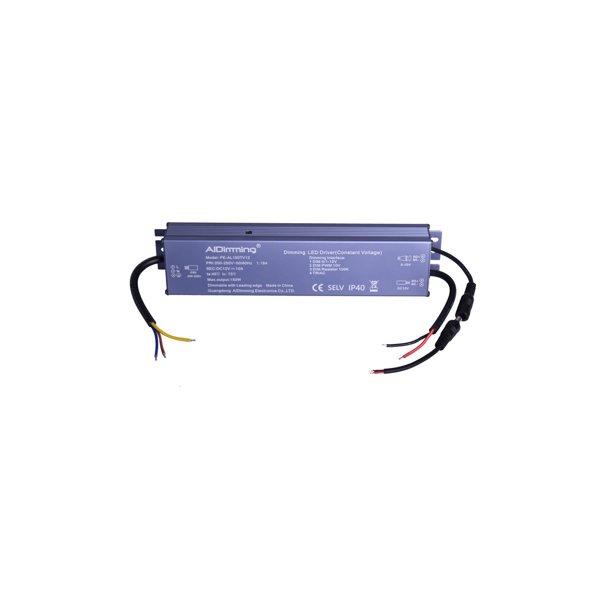 Fonte de alimentação dimável TRIAC/0-10V DC 12V 120W 10A IP40