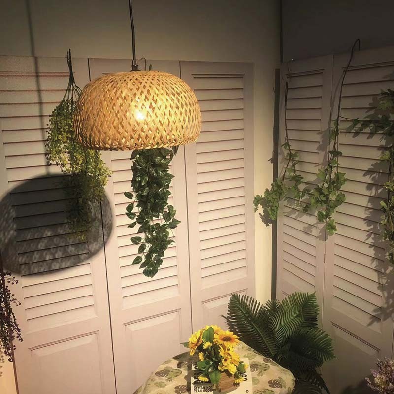 Candeeiro suspenso de vime com cabo "YONNA" para interiores Candeeiro suspenso de vime com cabo "YONNA" para interiores