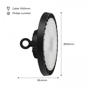 Campânula industrial UFO 200W chip  PHILIPS 1-10V Regulavel