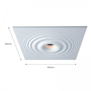 Luz de teto de gesso de efeito onda embutido 300x300mm - GU10
