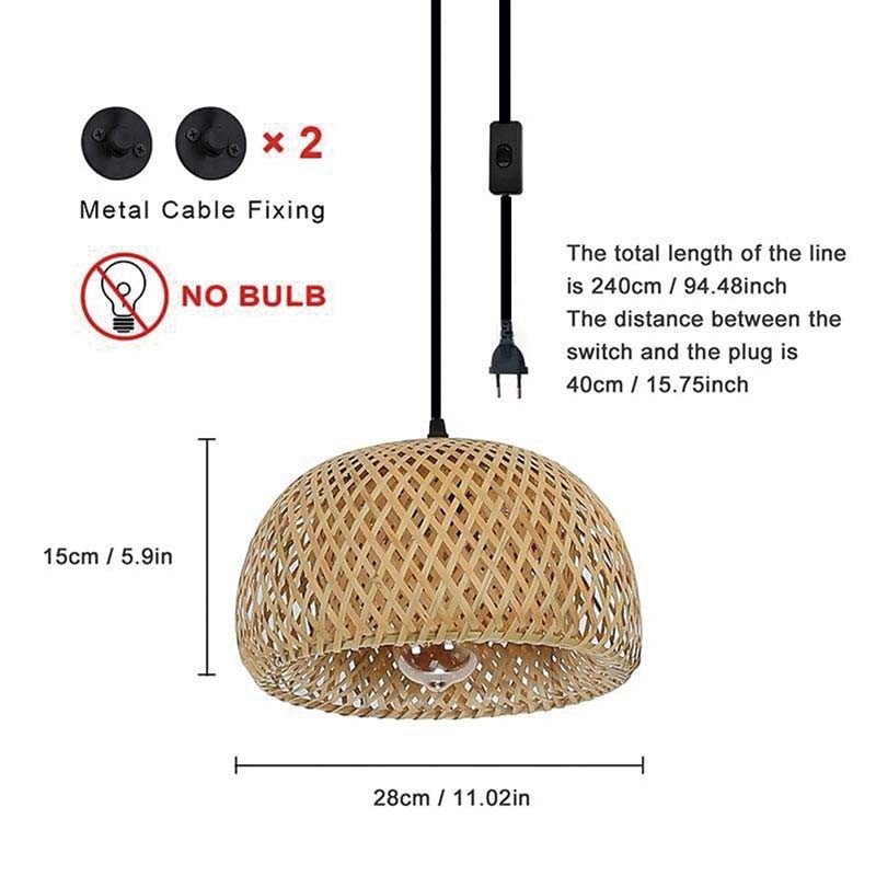 Candeeiro suspenso de vime com cabo "YONNA". Candeeiro suspenso de vime com cabo "YONNA".