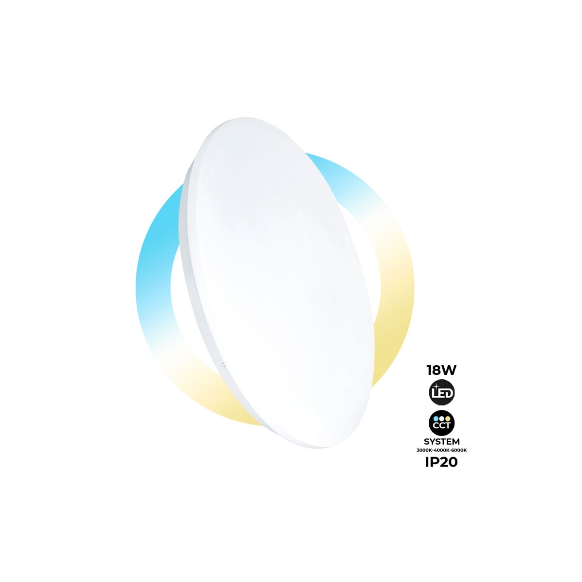 LED BASIC 18W luz de tecto circular de superfície 1440LM IP20