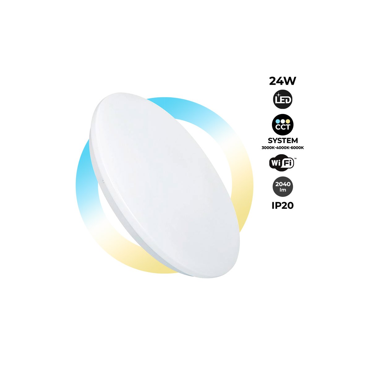 Plafon LED teto SMART - CCT  WI-FI superfície 24W - IP20