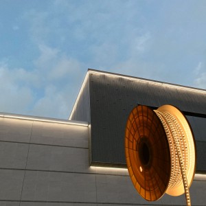 fachada de iluminação com faixas de led