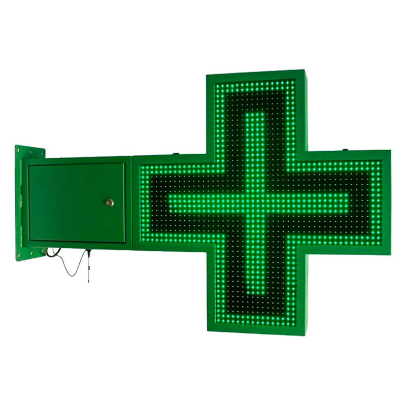 Cruz de farmácia led cor verde