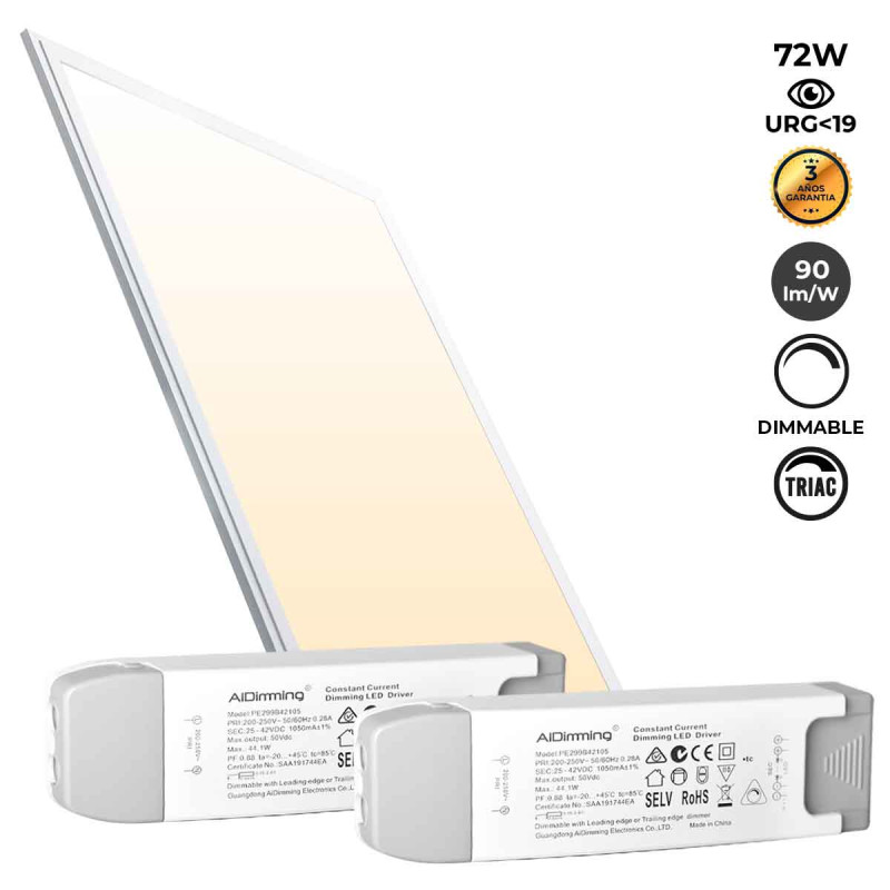 Painel LED TRIAC regulável para encastrar 120x60cm 72W 6500LM UGR19 Painel LED TRIAC regulável para encastrar 120x60cm 72W 6500LM UGR19