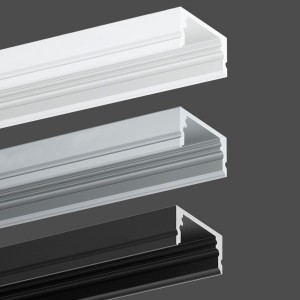 perfil de alumínio para fita LED com 3 opções de cor: branco, preto e prateado.