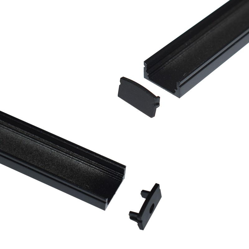 perfil de alumínio para fita de led 17x8mm _ Preto perfil de alumínio para fita de led 17x8mm _ Preto