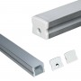 Perfil de alumínio para fita LED montagem em superfície 17x15mm, inclui 2 tampas