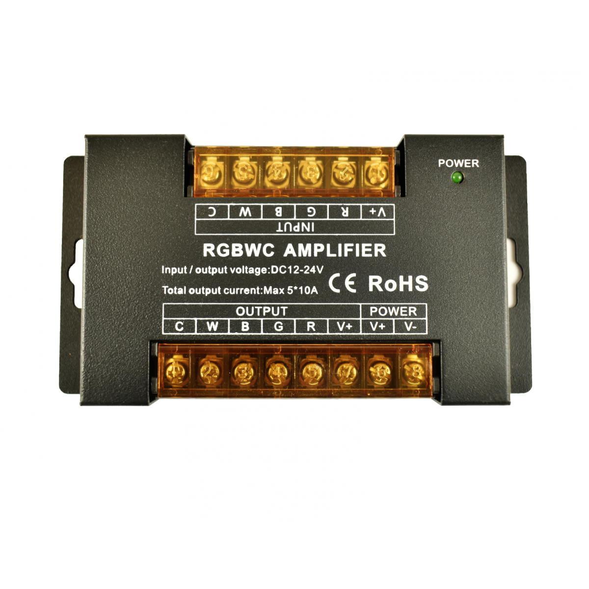 Repetidor/ Amplificador de sinal RGB + CCT 12/24V-DC - 10A/Canal - Alta Velocidade