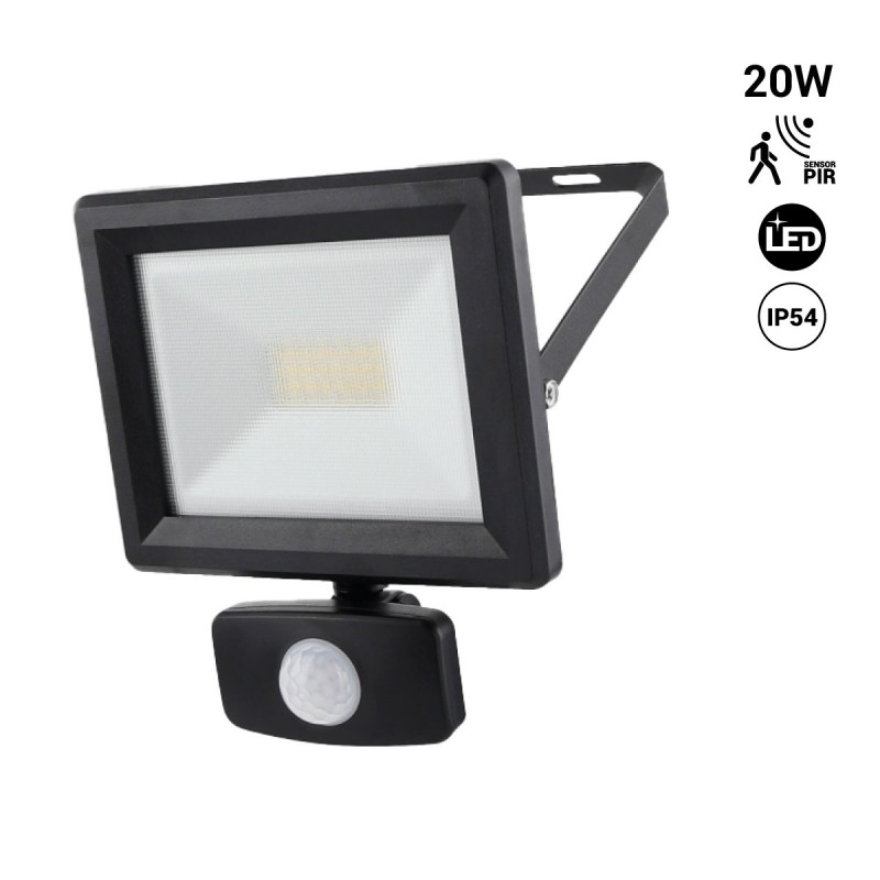 Projetor LED exterior com sensor PIR - IP54 - 120º - 4000K- 20W