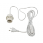 Estrutura do candeeiro com cabo, interruptor, ficha e casquilho branco.